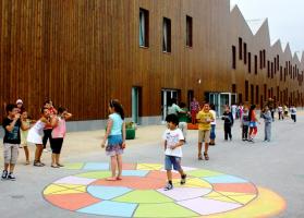 Escola, exterior, recreio, crianças